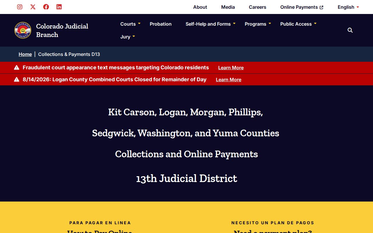 Yuma County court dates and District 13 courthouse information
