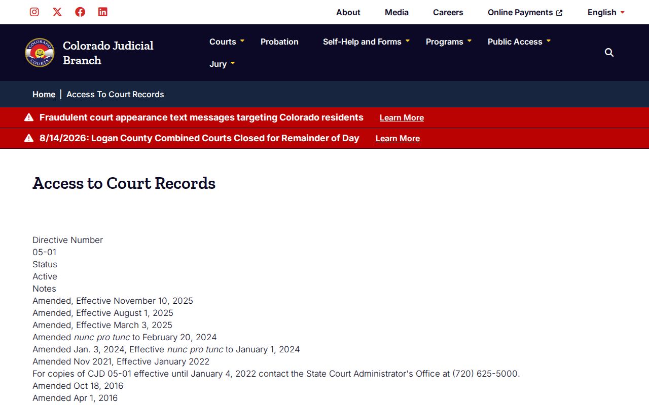 Yuma County court record access under Chief Justice Directive 05-01
