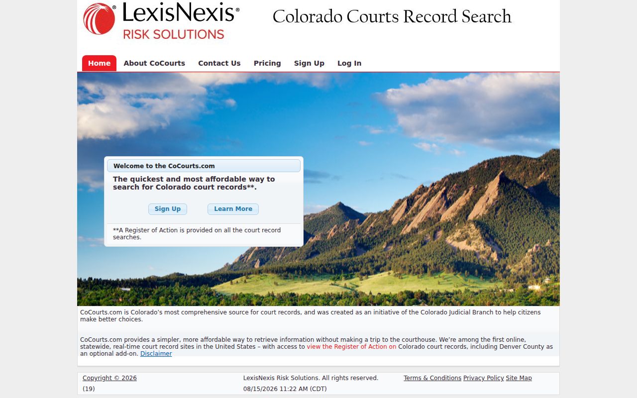 Yuma County case lookup through the CoCourts register of actions portal